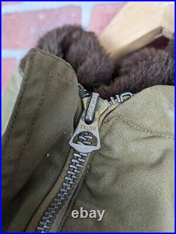 1940s WW2 USMC First Pattern Alpaca Fur Lined Parka Zip Talon Hood Rare Sz 42