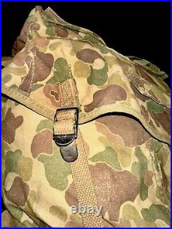 1943 WW2 Frog Skin Camouflage Rucksack Jungle Backpack Camo Military Pack Rare