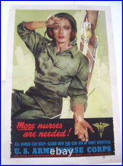 1944 Very Rare WWII Poster More Nurses Needed US Army Nurses-Red Cross