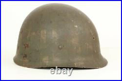 Authentic Snow Camo Tactical Mark FS FB Helmet, Rare Early Rayon Liner WWII M1
