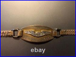 Authentic Ultra Rare Wwii Liaison Pilot's Wings Sweetheart Bracelet 7 1/4 Long