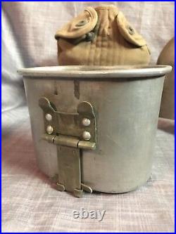 Authentic WWI WWII RARE-1918 US LF&C Canteen Inscribed'JGM', AGM Co. Cup & Case