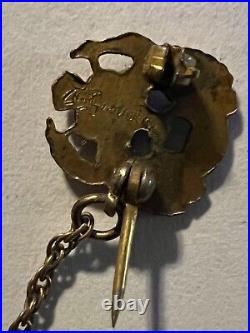 Custom Ultra Rare Wwii Army Air Corps Sweetheart Tie Pin &chain 1/20 Gold Filled