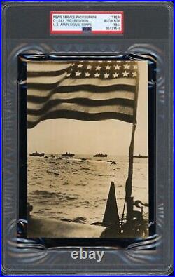 D-Day 1944 Invasion of Normandy WWII Type 1 Original Photo US Flag Flying RARE