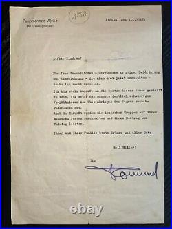 Erwin Rommel signed Typed Letter JSA LOA WWII General Rare Auto d. 1944 Z469