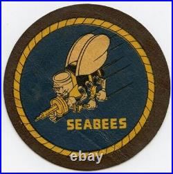 Ext Rare Large WWII US Navy Seabees Jacket Patch Decal on Leather