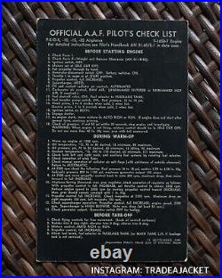 Extremely Rare Wwii Usaaf P-51d Mustang Official A. A. F Pilot's Check List