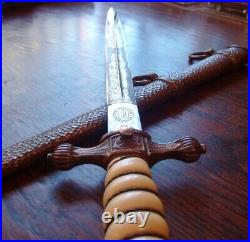 Fabulous German Ww II Navy Officer's Dagger Knife With Scabbard! Rare