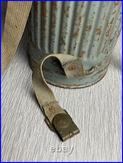 GERMAN LATE WW2 1944 KRIEGSMARINE CAMO GAS MASK CANISTER With RIVETED STRAPS RARE