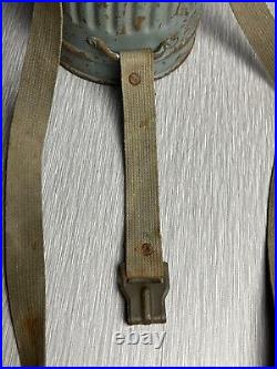 GERMAN LATE WW2 1944 KRIEGSMARINE CAMO GAS MASK CANISTER With RIVETED STRAPS RARE