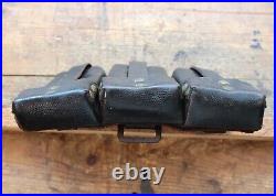 German WWII 98K Black Leather Triple Ammunition Pouch / Original / Rare