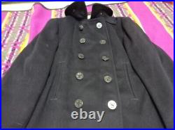 Great Cond Rare Vintage Ww2 40s 10 Buttons U. S Navy Pea Coat Army Military 44