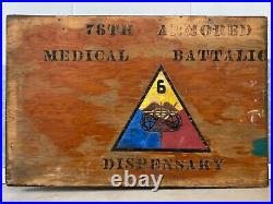Historic RARE Antique WWII Army 76th Armored Medical Battalion Sign, PATTON