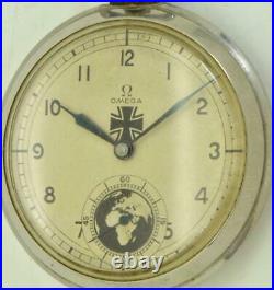 Historic WWII military Omega stainless steel pilot's pocket watch c1938. RARE