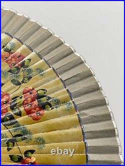 Japanese WWII WW2 War Hand Fan Rare Vintage Collectible Flowers-A-42