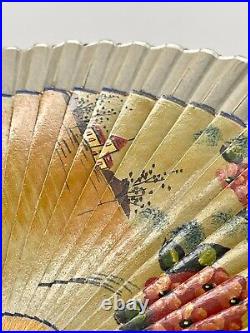 Japanese WWII WW2 War Hand Fan Rare Vintage Collectible Flowers-A-42