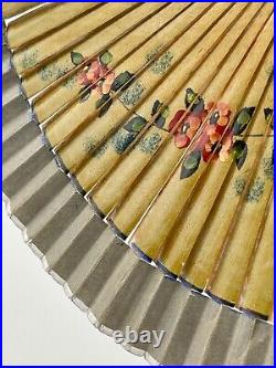 Japanese WWII WW2 War Hand Fan Rare Vintage Collectible Flowers-A-42