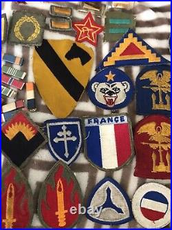 Large lot WW2 patches Airborne Tankers Unit Corps Some Rare, Bars, 50+