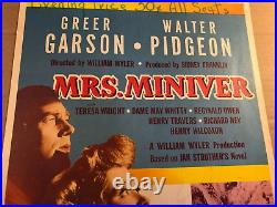 Mrs. Miniver Extremely Rare Original 1942 14/22 Window Card WWII Classic