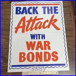 ORIGINAL 1943 27 x 20 RARE WWII Poster Back the Attack with War Bonds O-542022