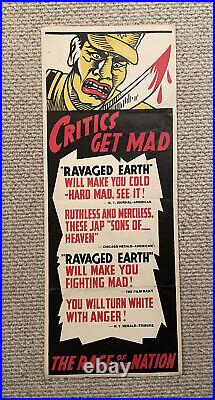 Original Anti Axis WWII Poster Ravaged Earth Propaganda Movie 14x36 RARE