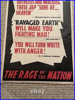Original Anti Axis WWII Poster Ravaged Earth Propaganda Movie 14x36 RARE