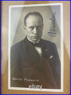 Original Benito Mussolini Signature Duce WW2 Early RARE Italian Fascism Framed