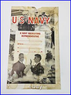 Original Rare Authentic WWII recruiting Station poster US Navy 1945 Vintage
