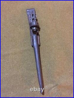Original Rare M1941 Johnson Rifle Spike Bayonet with Leather Scabbard USMC WWII