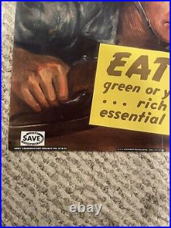 Original Rare WWII Nutrition Poster For Night Sight To See The Enemy 16x20