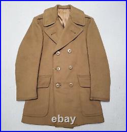 Original Vtg WW2 US Army Peacoat Wool Field Jacket USA Sz 38 Olive Green RARE
