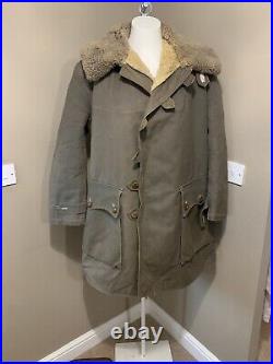 Original WW2 M1909 Swedish Army sheepskin Field Coat Size 52 Very Rare Jacket