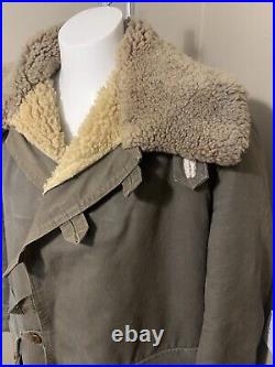 Original WW2 M1909 Swedish Army sheepskin Field Coat Size 52 Very Rare Jacket