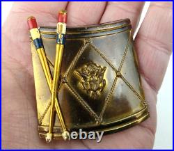 Original WWII FIGURAL DRUM Large 2 US Military Sweetheart Brooch Pin VERY RARE