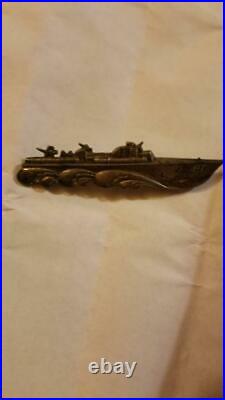 Original Wwii Pt Boat Pin Marked 2x Sterling Pat 2066969 Exc Cond! Rare
