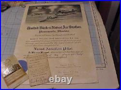 Original Wwii Rare Pensacola Nap Naval Aviation Pilot Certificate Pair 1943