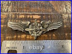 Original Wwii Usaaf Rare Amico Sterling Flight Engineer Wings Full Size, Pb