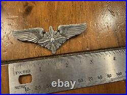 Original Wwii Usaaf Rare One Piece Sterling Flight Engineer Wings Full Size, Pb