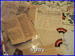 RARE 1940's WWII 42nd RAINBOW Division US ARMYOriginal Hysterical MAPPaper LOT