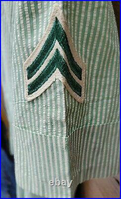 RARE 1940s Vtg WW2 WWII Womens USMC Uniform Dress Top Military Pinstripe Nurse