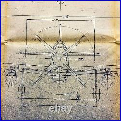 RARE 1943 Original WWII North American Aviation P-51 Mustang Design Blueprint