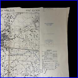 RARE 1944 WWII 142nd Infantry D-Day Assault Map of Frejus Operation Dragoon
