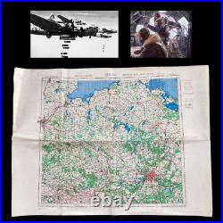RARE Berlin 1942 WWII 100th Bomb Group B-17 Navigator Bomb Raid Mission Map