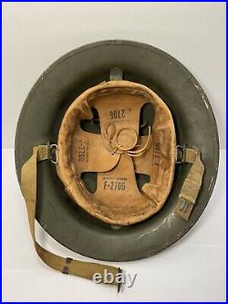 RARE Original Pre or Early WWII US M1917A1 Helmet W Box Stitched Chinstraps
