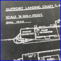 RARE! Original WWII April 1942 Normandy D-Day Support Landing Craft LSC Blueprin