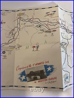 RARE Original WWII Map 9th ARMORED DIVISION BATTLES CAMPAIGNS ETO See Photos