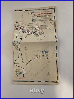 RARE Original WWII Map 9th ARMORED DIVISION BATTLES CAMPAIGNS ETO See Photos