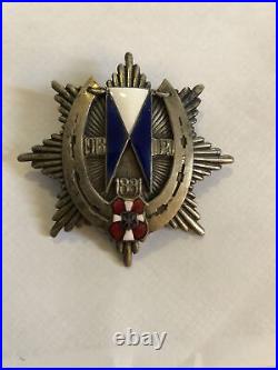 RARE Polish WWII Commemorative Silver and Enamel Badge Warsaw Medal Original