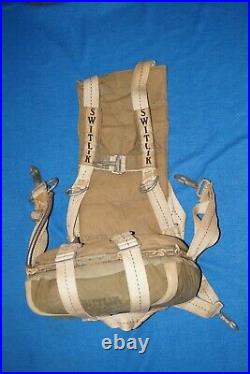 RARE USAF Air Force Pilot 1946 Seat Parachute SWITLIK Safety Harness Post WWII
