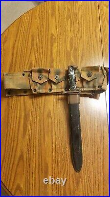 RARE WW2 1942 US Army Camouflage M1 Garand Ammo Belt with Bayonet Attached